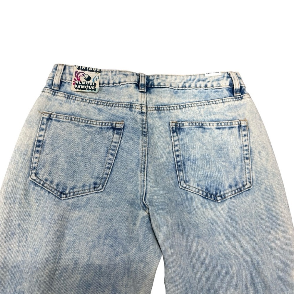 Almost Famous Vintage Flare Jeans Size 9 Blue Acid Wash Patch Distressed - Picture 4 of 16